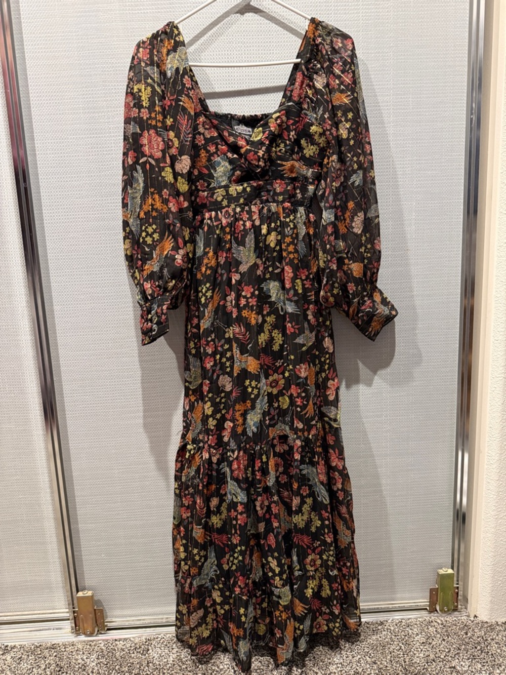 Angie Black Floral Maxi Dress